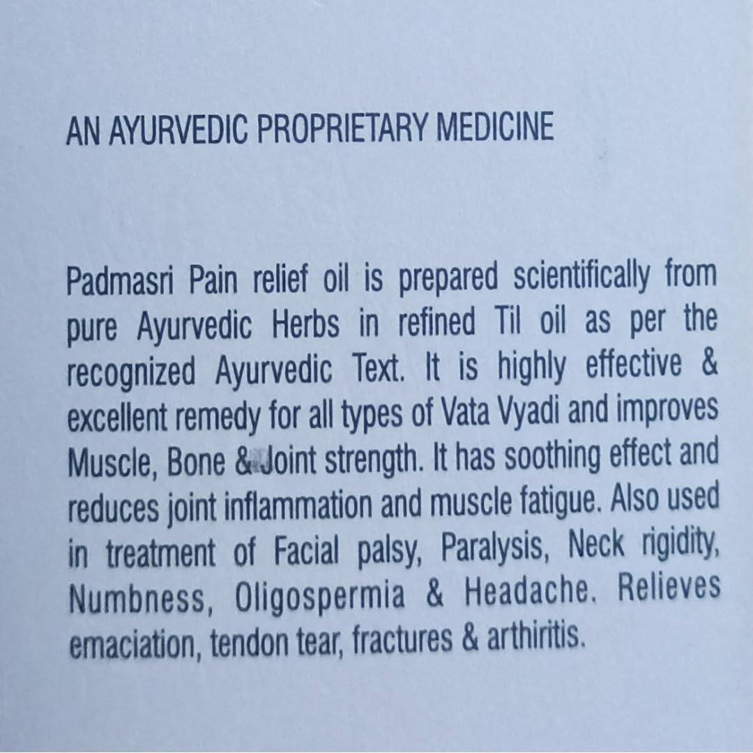 PADMASI | Ayurvedic Pain Relief Oil for Back Pain, Knee Pain, Joint & Muscle Pain